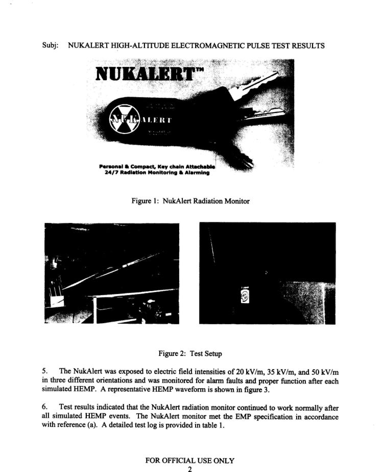 EMP testing of NukAlert by Naval Air Warfare Center
